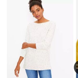 NWT LOFT Petite Flecked Boatneck‎ Tunic Sweater